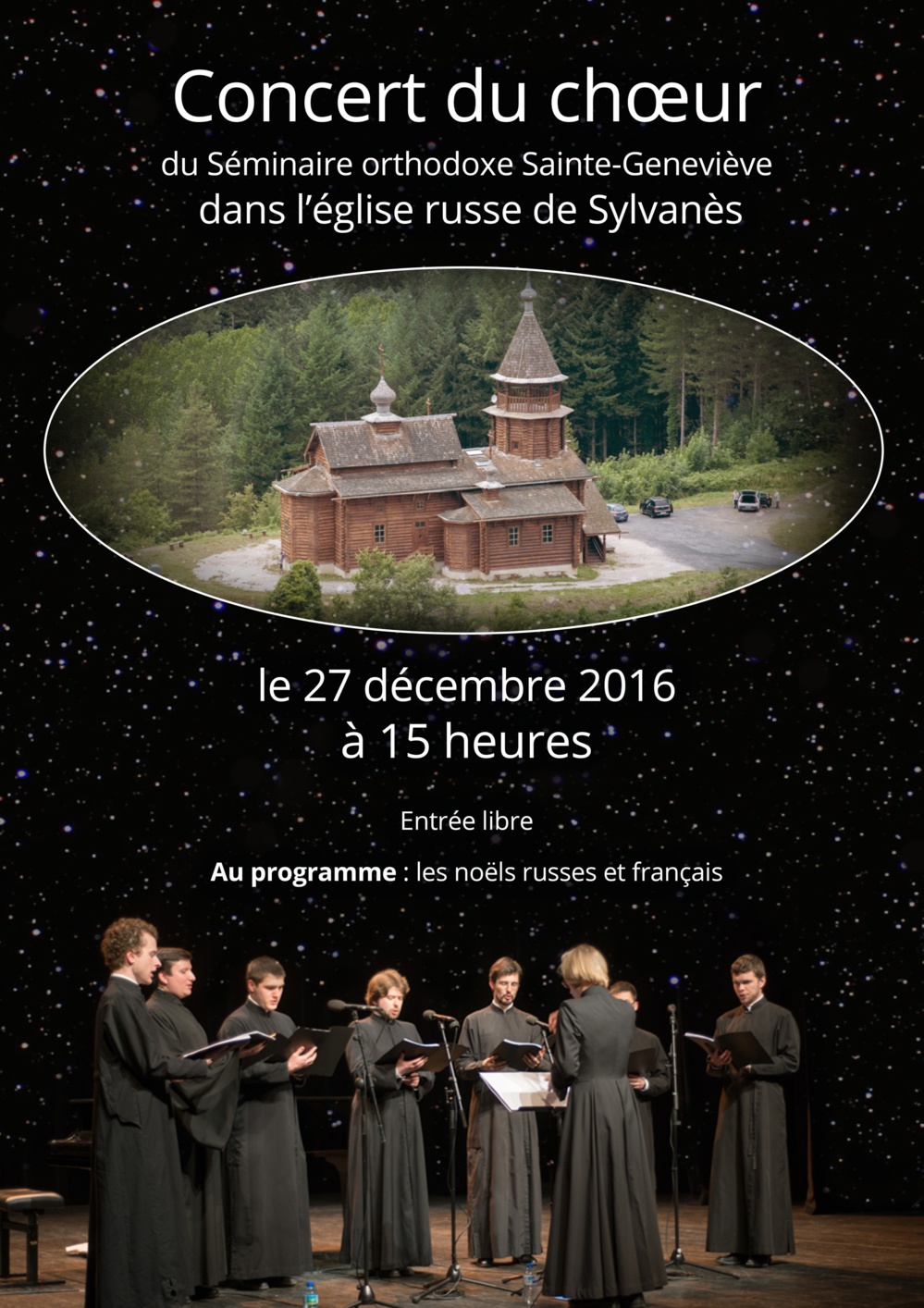 Concert de Noël du choeur du Séminaire à l'église russe de Sylvanès le 27 décembre à 15 h
