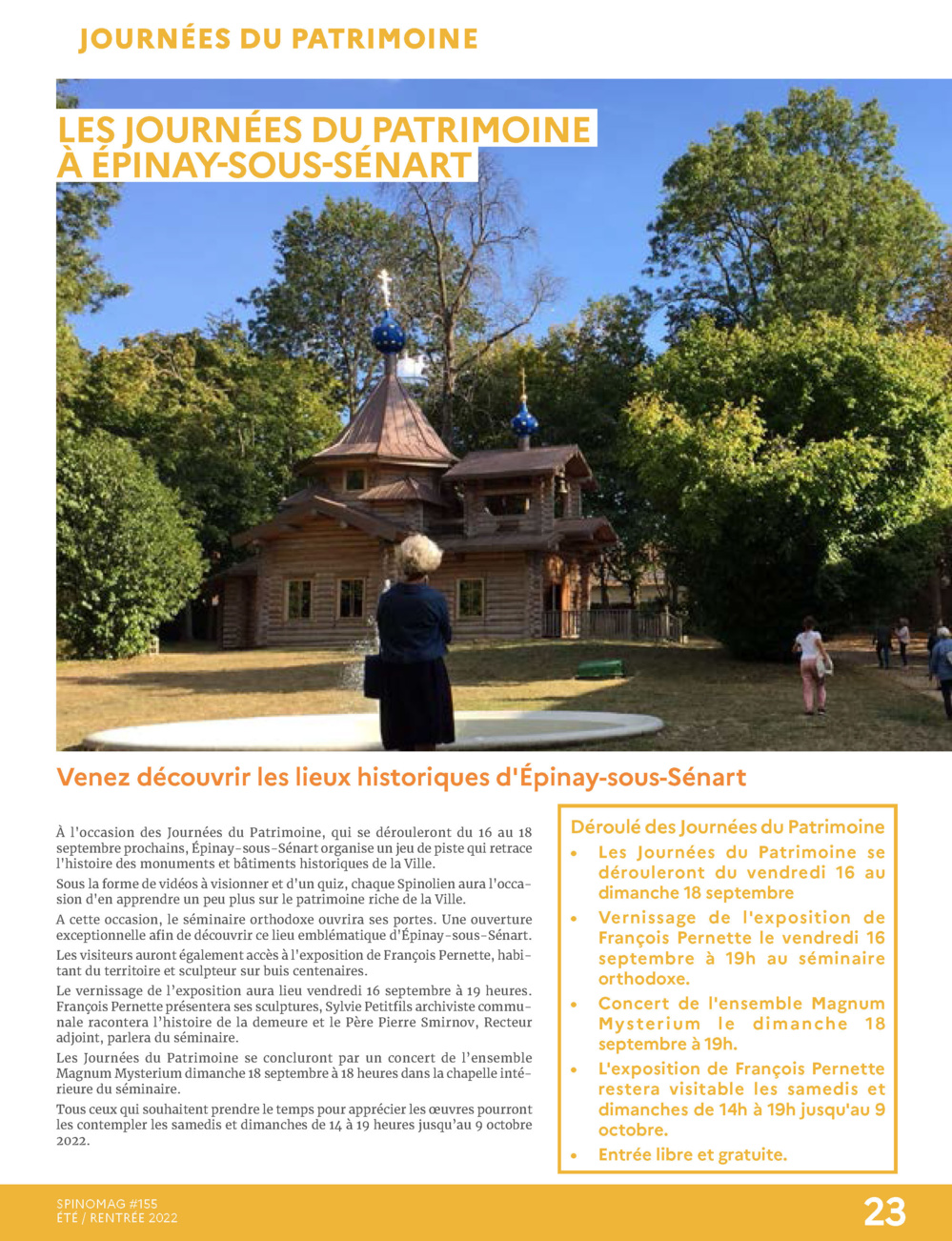 Notre Séminaire participera aux Journées du Patrimoine. Programme Notre Séminaire participera aux Journées du Patrimoine. Programme