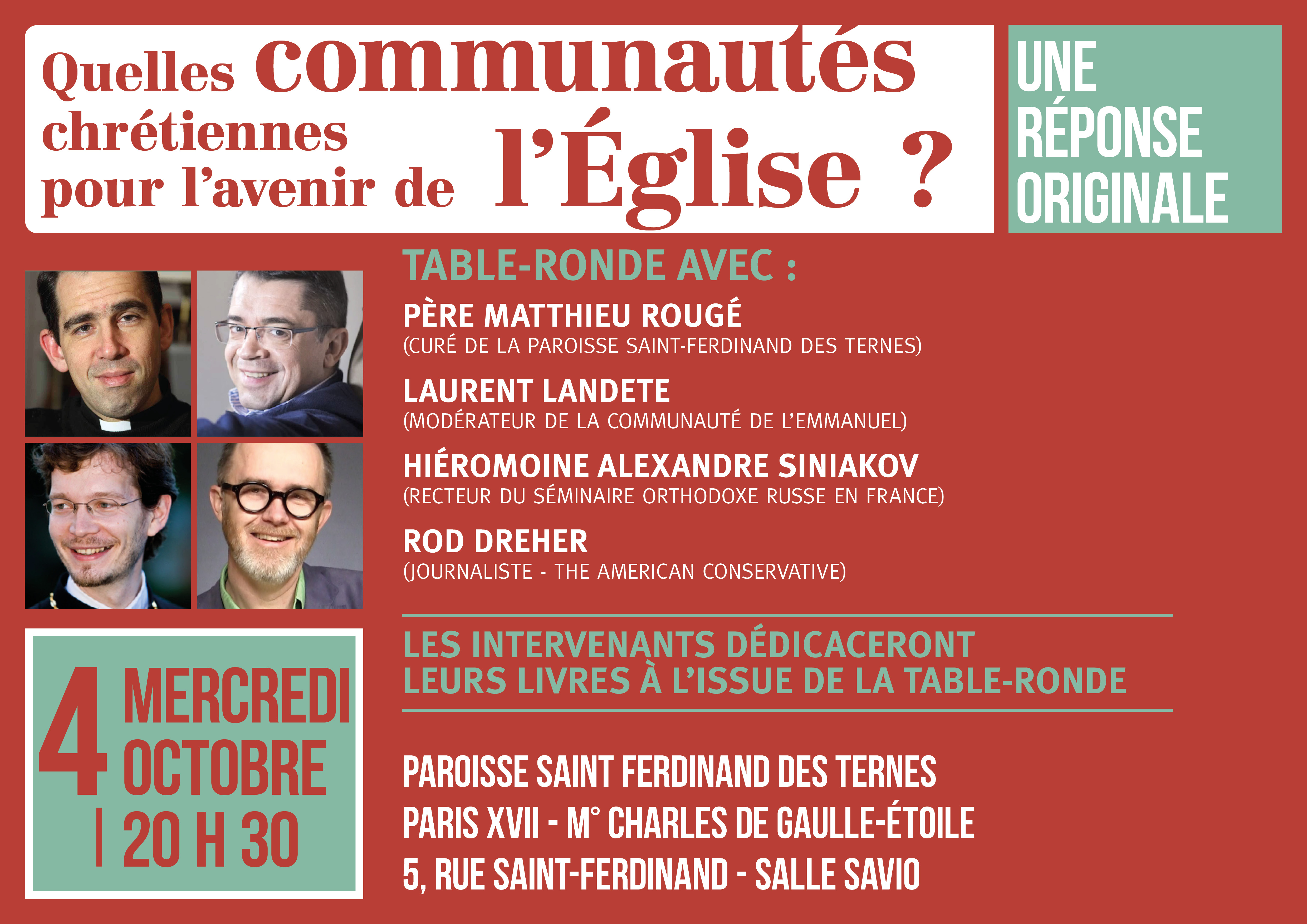 Table-ronde: "Quelles communautés chrétiennes pour l'avenir de l'Église ?"