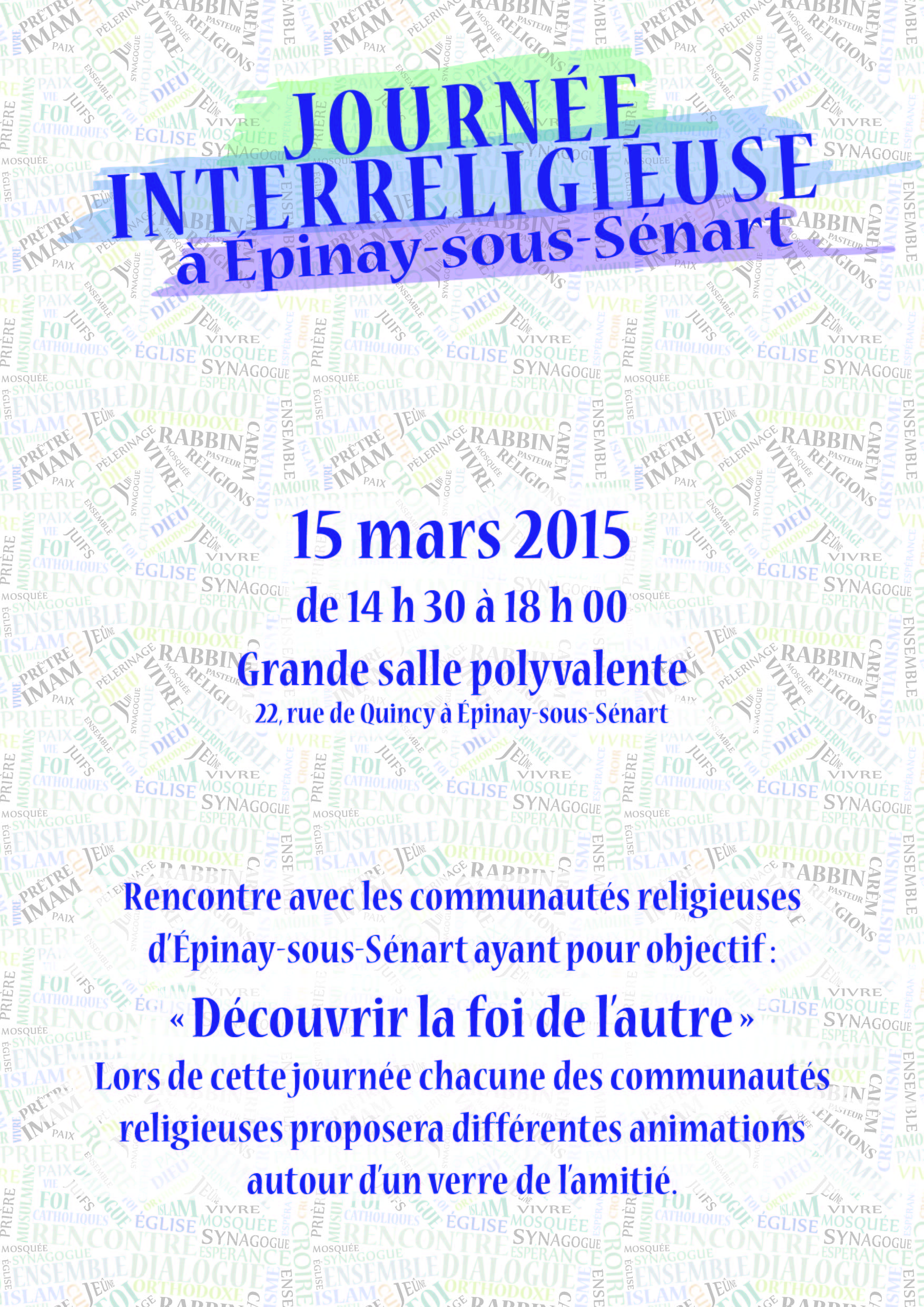 Programme de la Journée interreligieuse d'Épinay-sous-Sénart (15 mars 2015)
